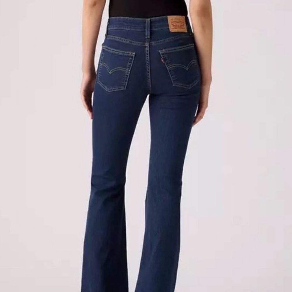 Levi's 726 Flare Stellar Stretch High Rise Dark Blue Jeans 26 x 30